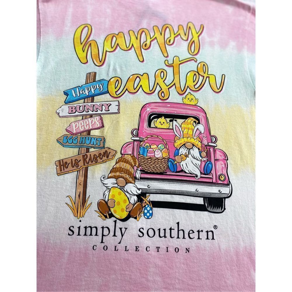 Simply Southern Juniors MEDIUM Happy Easter Short Sleeve Top - Picture 3 of 7
